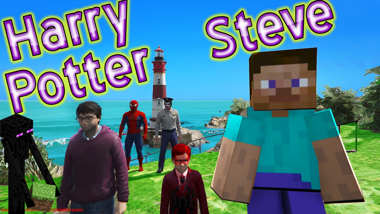 Minecraft Steve ve Harry Potter Örümcek Adam ile Tanışıyor