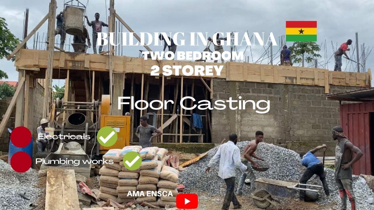 Building in Ghana 🇬🇭 || FIRST FLOOR CONCRETE CASTING || || Luxury Two bedroom (2 storey) apartments|