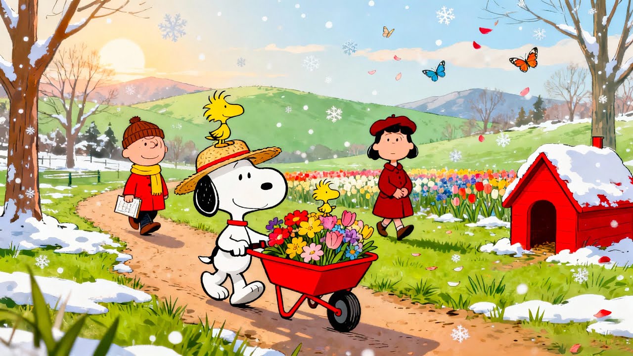 Cozy Snoopy & Charlie Brown’s Winter to Spring Stroll ❄️🌸 Gentle Lofi for Workdays & Quiet Moments