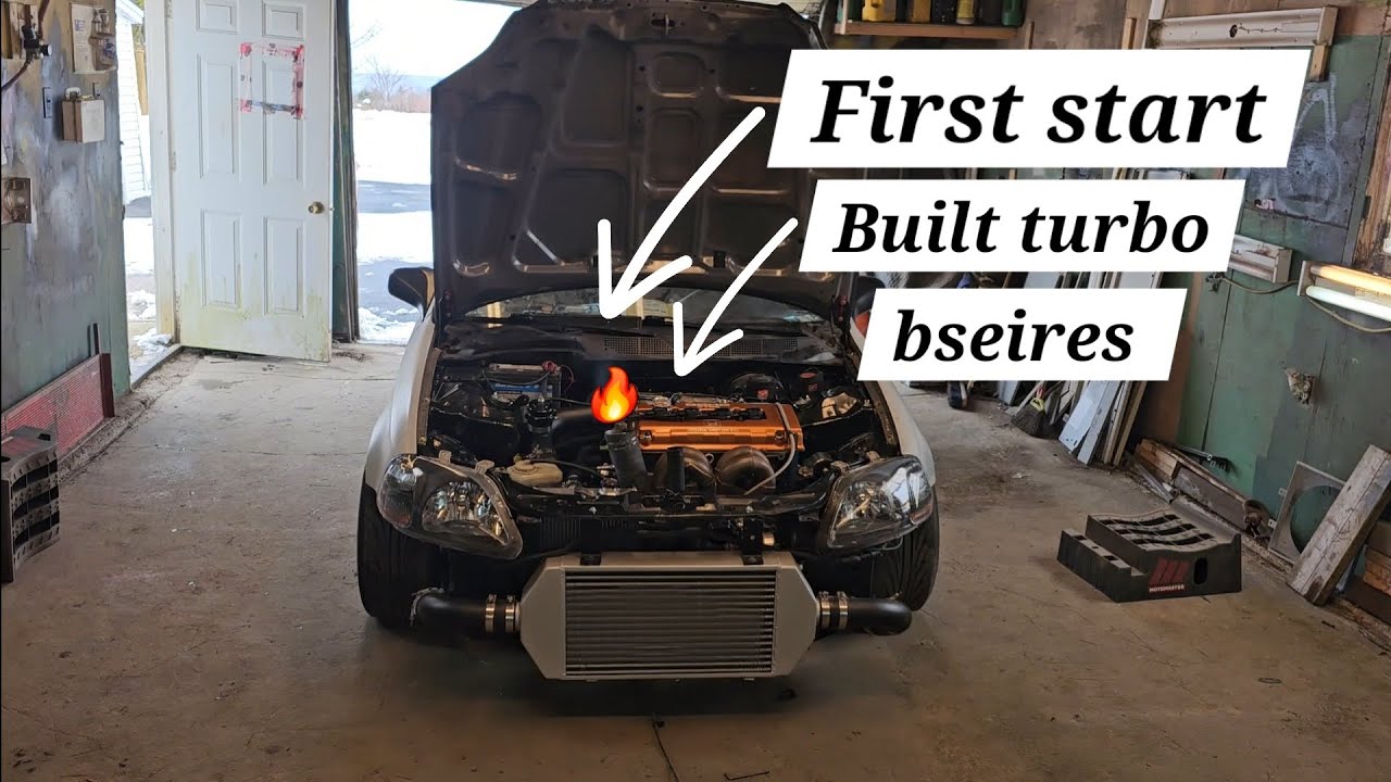 B series vtec turbo build pt 11 - First start and Hood exit exhuast