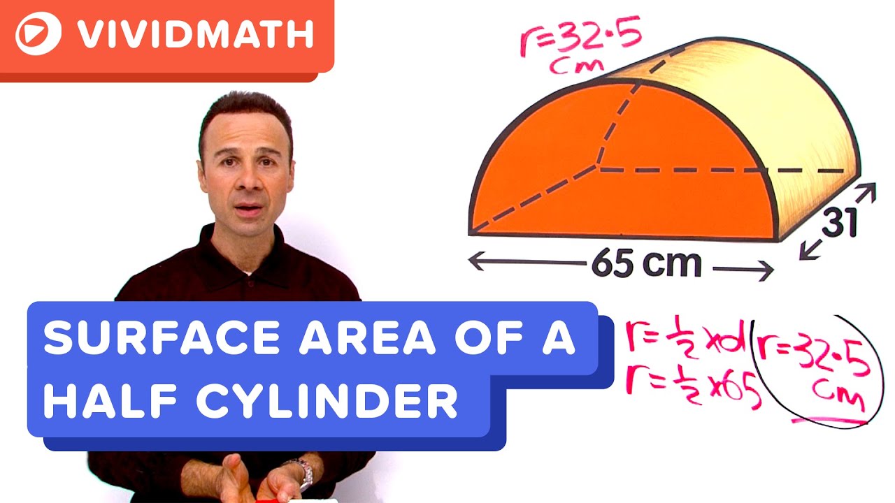 Площадь поверхности полуцилиндра - VividMath.com