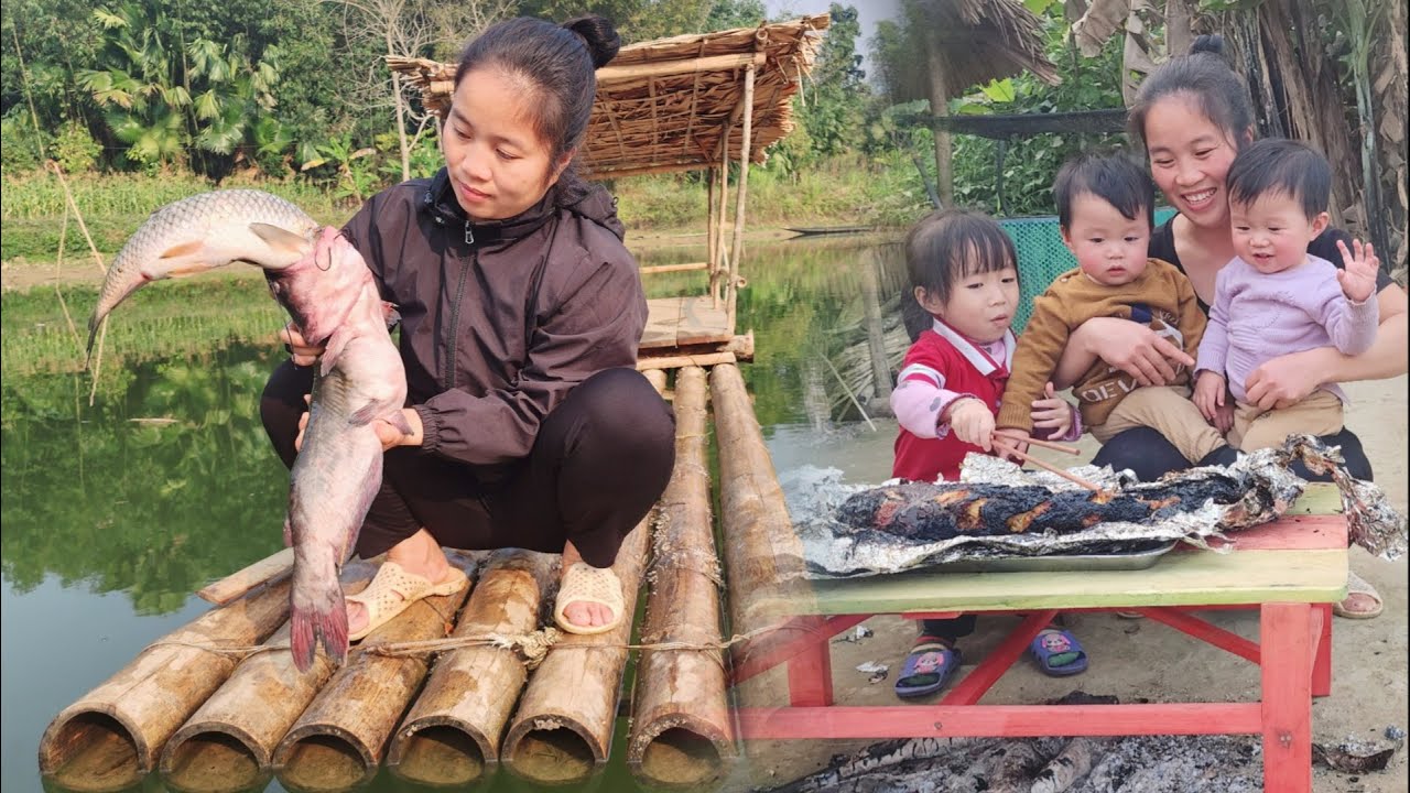 Single mother makes special bait and luckily catches big fish | Ly tieu tieu