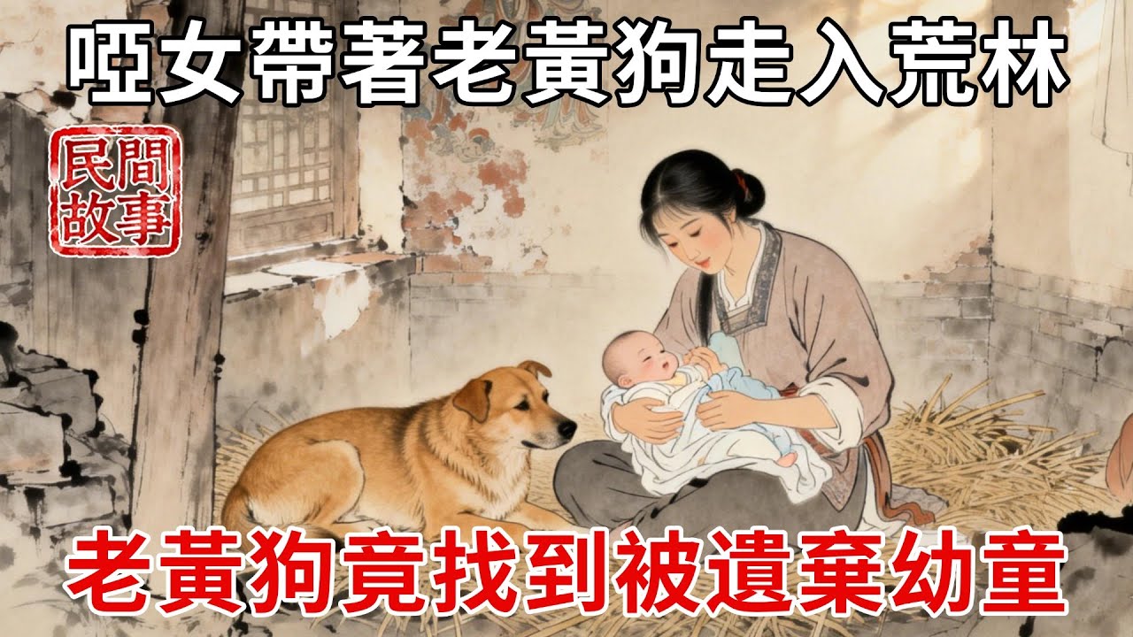 啞女被狠心叔伯逼走，帶著老黃狗走入荒林，老黃狗找到被遺棄幼童，帶著孩子和狗住破廟，3日後竟有貴人上門！#民間故事 #傳統文化 #原創虛構 #華語有聲書 #槐樹下聽書