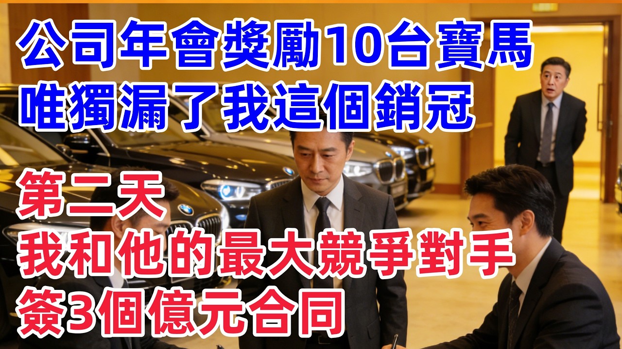 公司年會獎勵了10台寶馬，唯獨漏了我這個銷冠，我沒聲張，第二天董事長看見我和他的最大競爭對手在簽3個億元合同！！【惠美悄悄话】