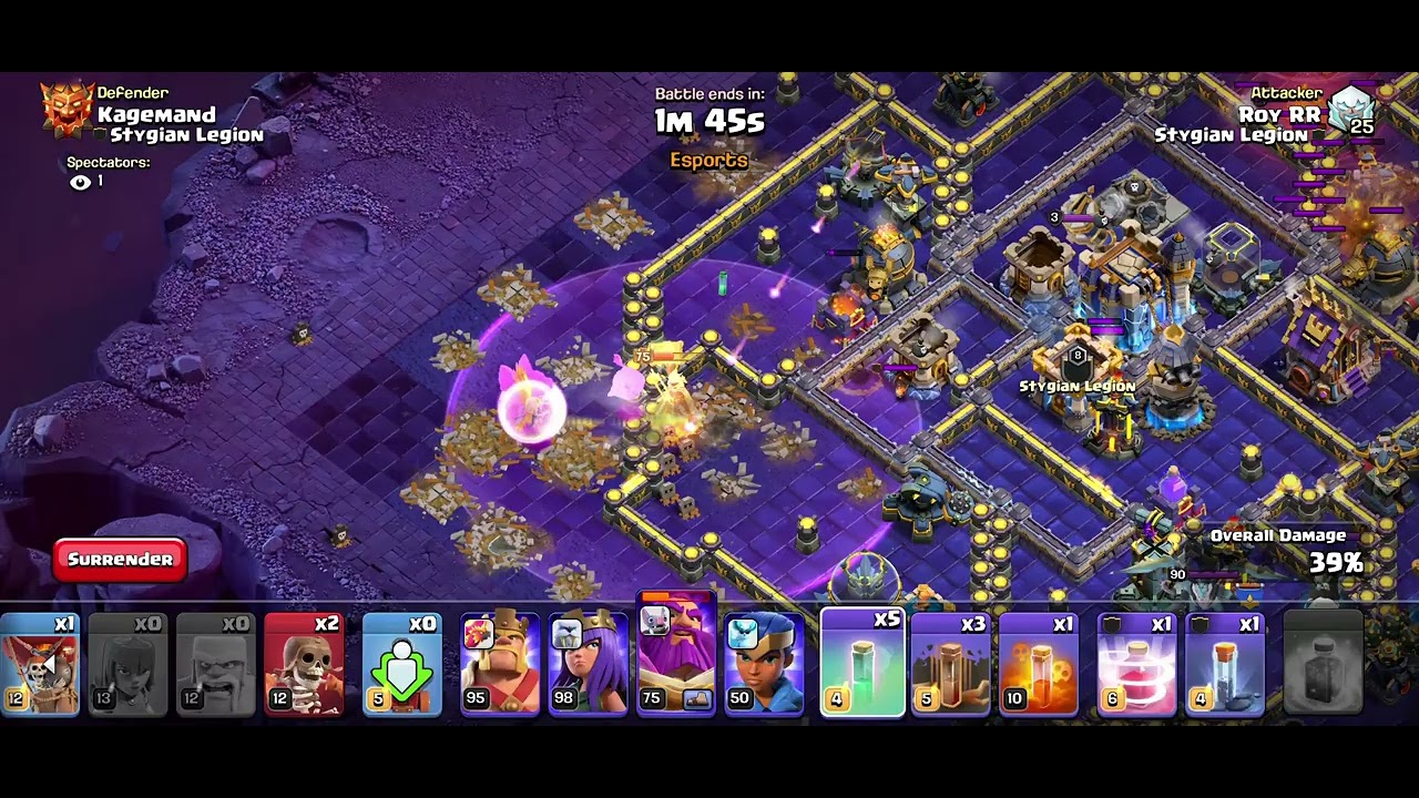 (Esport mode) TH 17 vs TH 18 attack 2