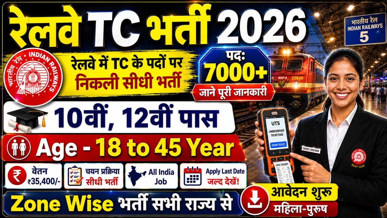 Railway TC (Ticket Collector) TTE Recruitment 2026 | Railway TC Vacancy 2026 | RRB Ntpc Bharti 2026