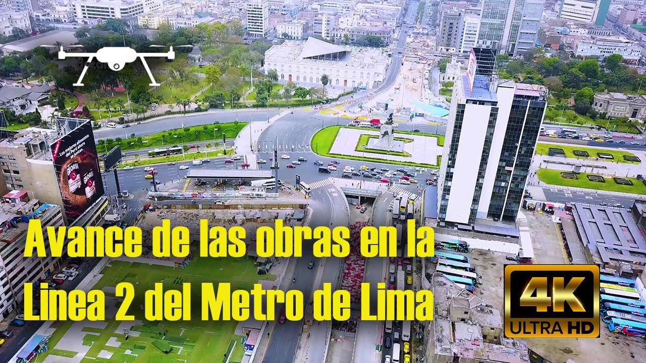 Avance de las obras en la Linea 2 del Metro de Lima | Paseo Col&oacute;n y Av. Grau | Vista a&eacute;rea