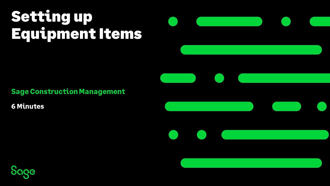 Sage Construction Management - Set Up Equipment Items