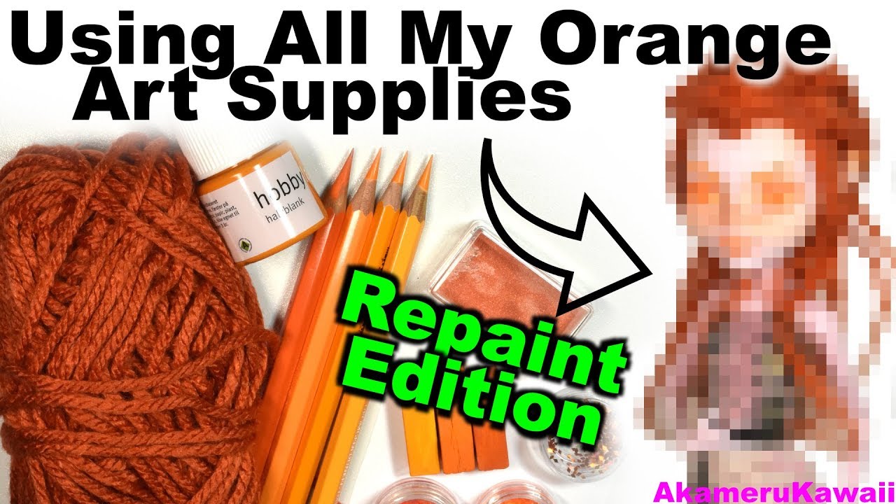 Repainting Using All My Orange Art Supplies - Doll Repaint Tutorial