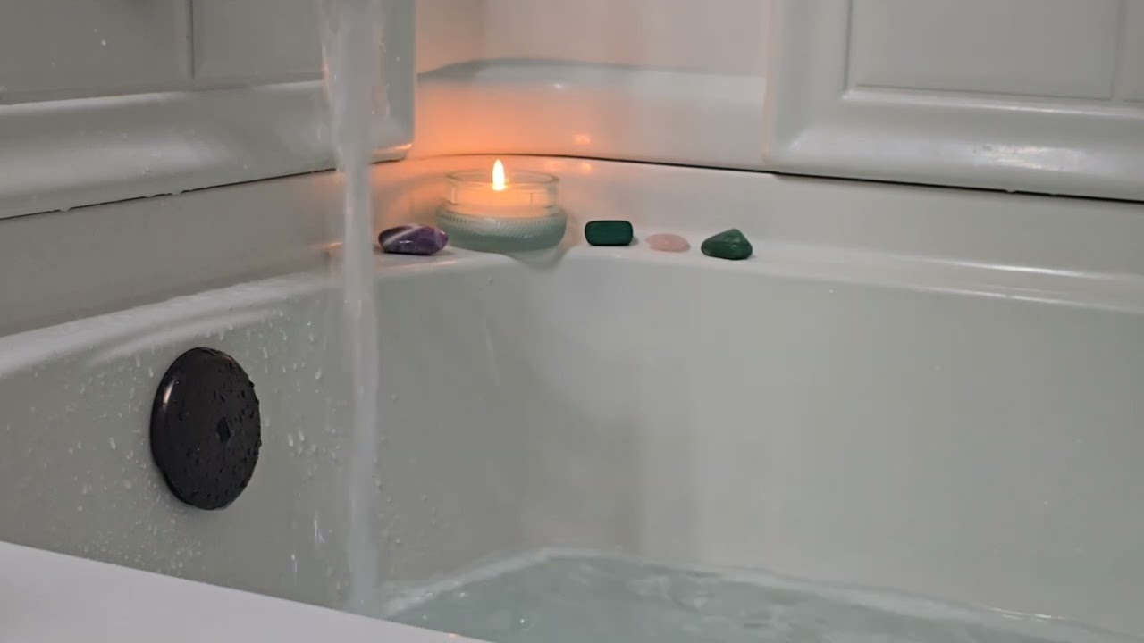 ASMR/Relaxation/Study Sounds : Running a Bath with Crystals and a Candle