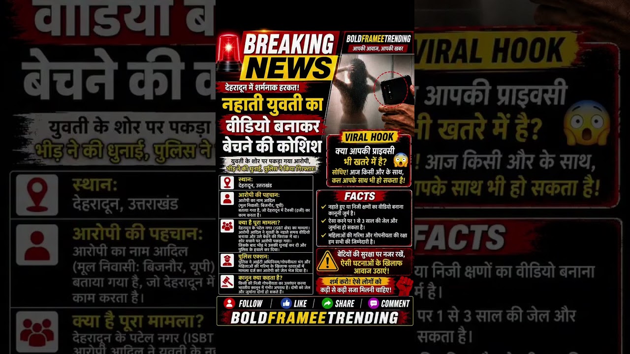 🚨 Dehradun Viral Case | Nahati Yuvti Ka Video Banane Ka Aarop | Privacy Crime | Breaking News #news
