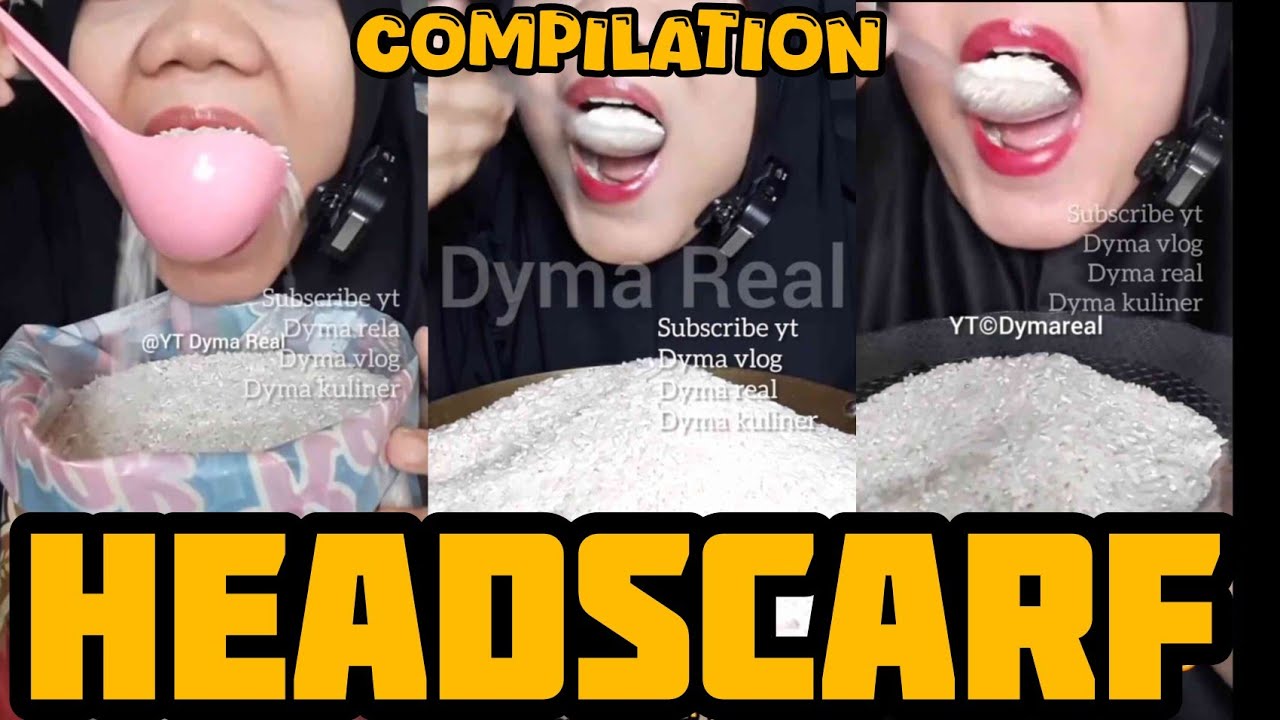 DYMA KULINER 💕Kompilasi Pakai Jilbab Hitam💕Makan Beras Mentah 💕 #asmr @dymaaaaa @Dymakuliner