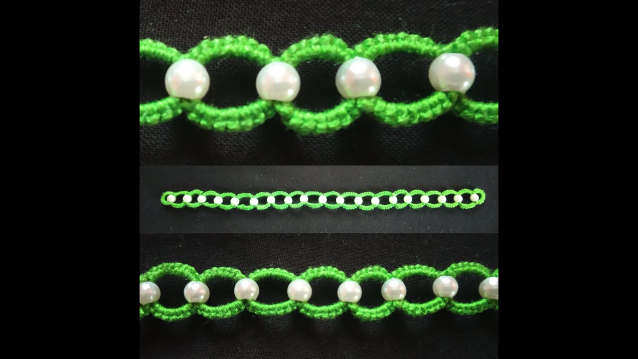 295-Shuttle tatting#63,Placing one bead between two split rings(Hindi/Urdu)