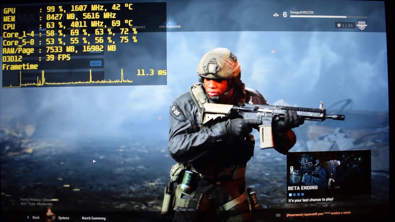 CoD: Modern Warfare Beta - i7 920 OC - GTX 1080 Ti - 1440p Test