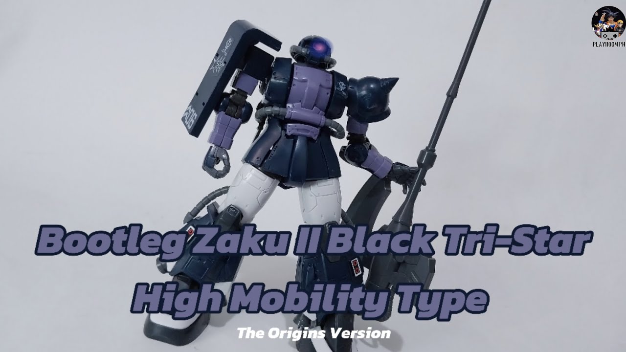 Bootleg HG 1/144 Zaku II High Mobility Type Black Tri-Stars The Origins [Ortega] review #plamo