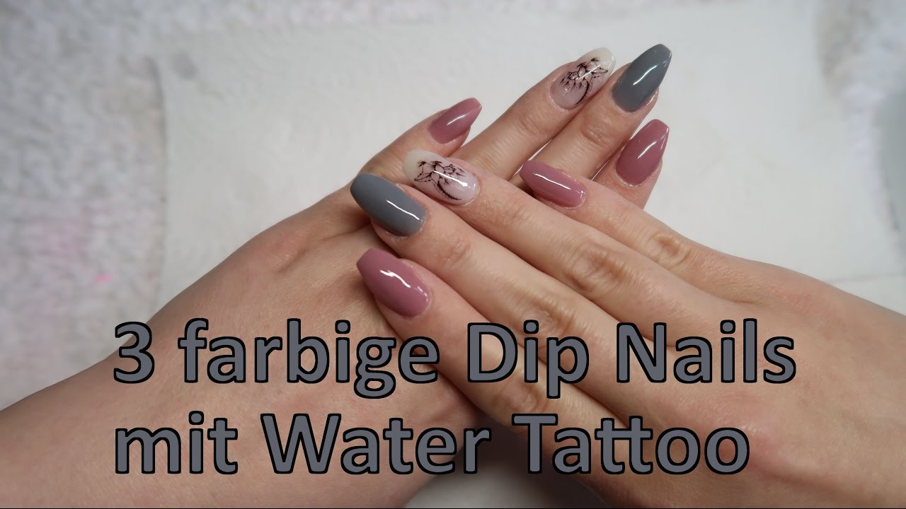 3 farbige DIPPING NAILS mit WATER TATTOO | NUGENESIS