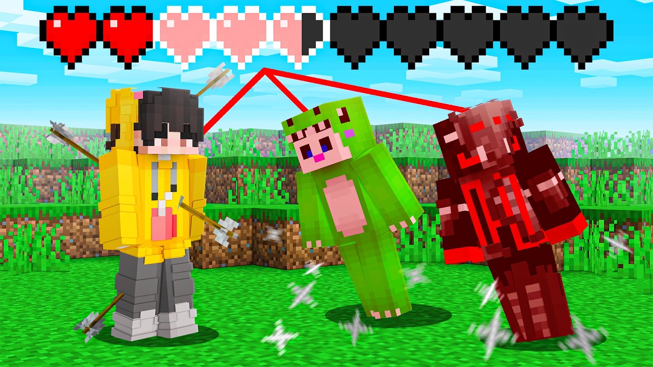 Minecraft pero COMPARTIMOS BARRA de VIDA