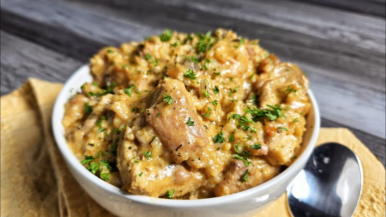 One Pan Smothered Chicken and Rice