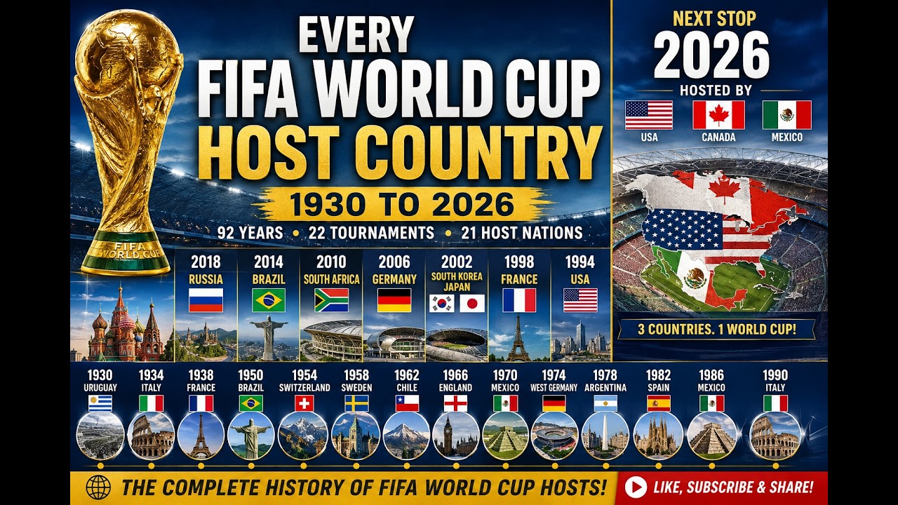 Every FIFA World Cup Host Country 🌍 1930&ndash;2026 | Can You Name Them All?