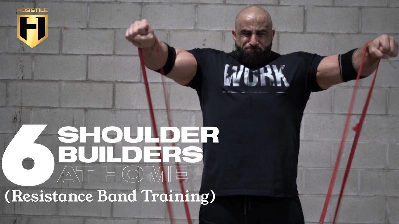 6 SHOULDER BUILDERS AT HOME (resistance band training) | Fouad Abiad