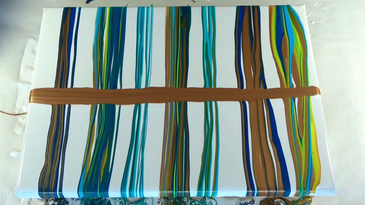 Ghost Pour Swipe Technique &ndash; Bronze Metallic &ndash; Acrylic Pouring &ndash; Giant Cells &ndash; Ceramic