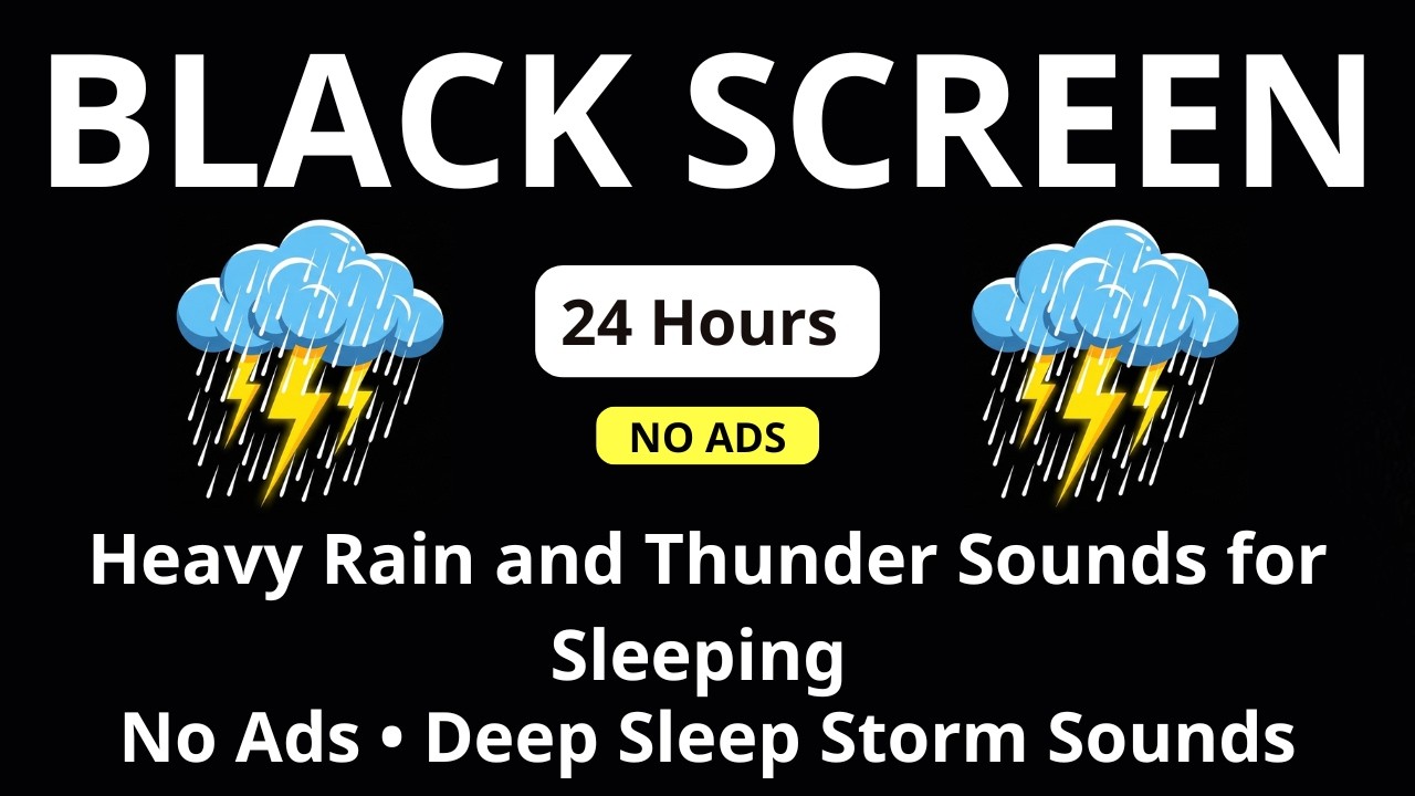 🔴 Heavy Rain and Thunder Sounds for Sleeping – Black Screen | No Ads • Deep Sleep Storm Sounds