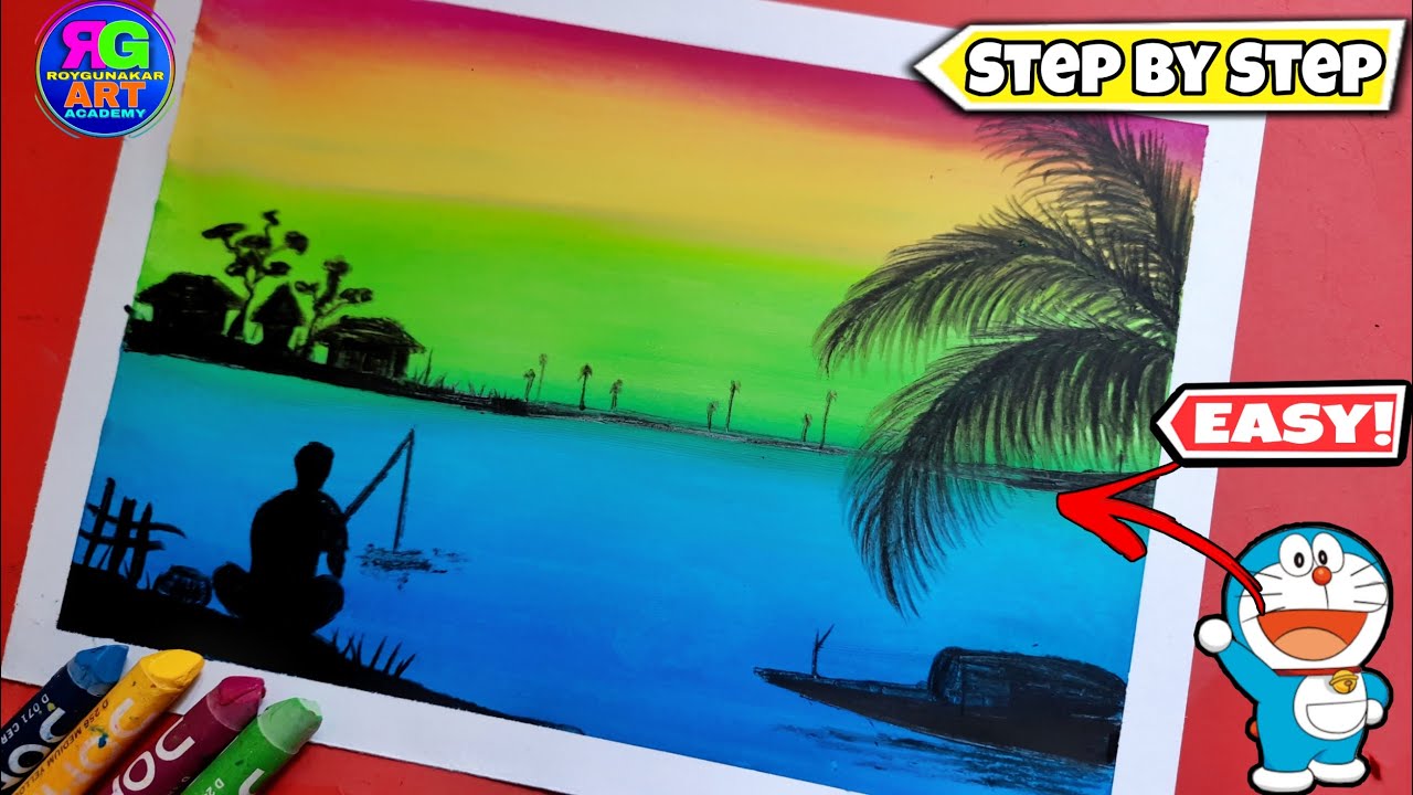 Beautiful scenery Drawing very easy |step by step|