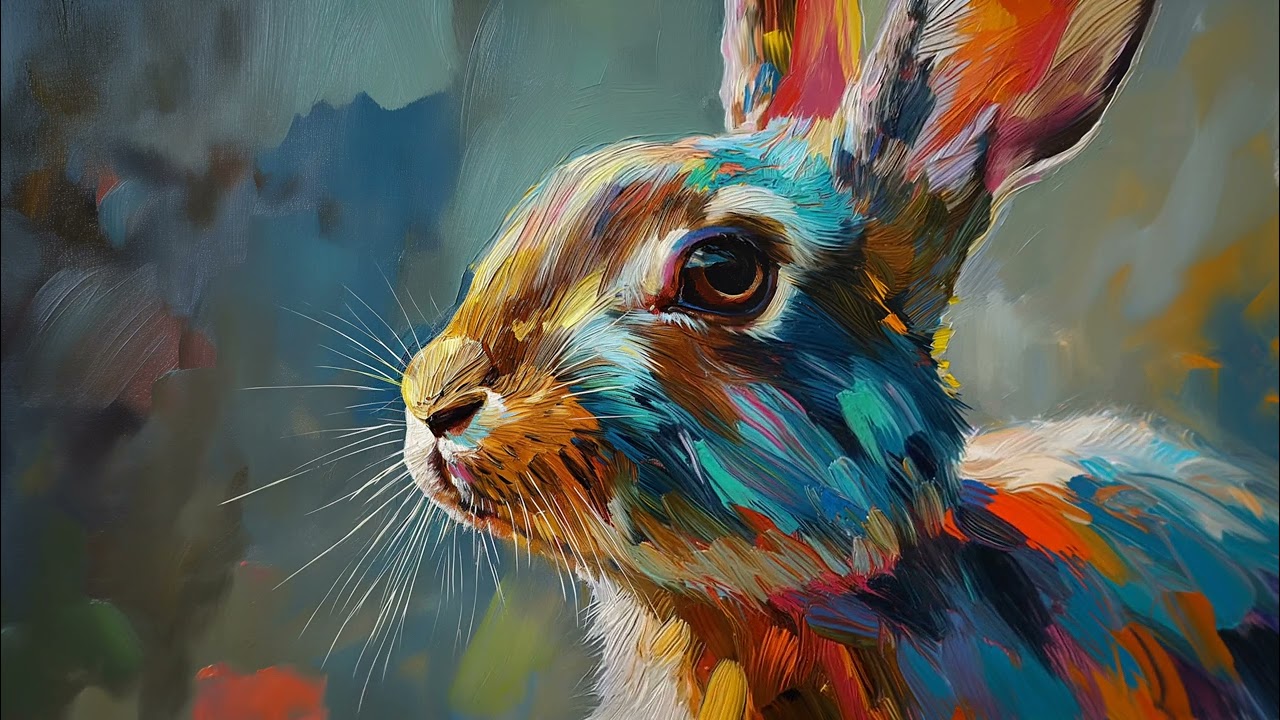 Colorful Brushstroke Rabbit 4K Art (No Sound) TV ART SCREENSAVER #rabbitart #4kart #screensaver