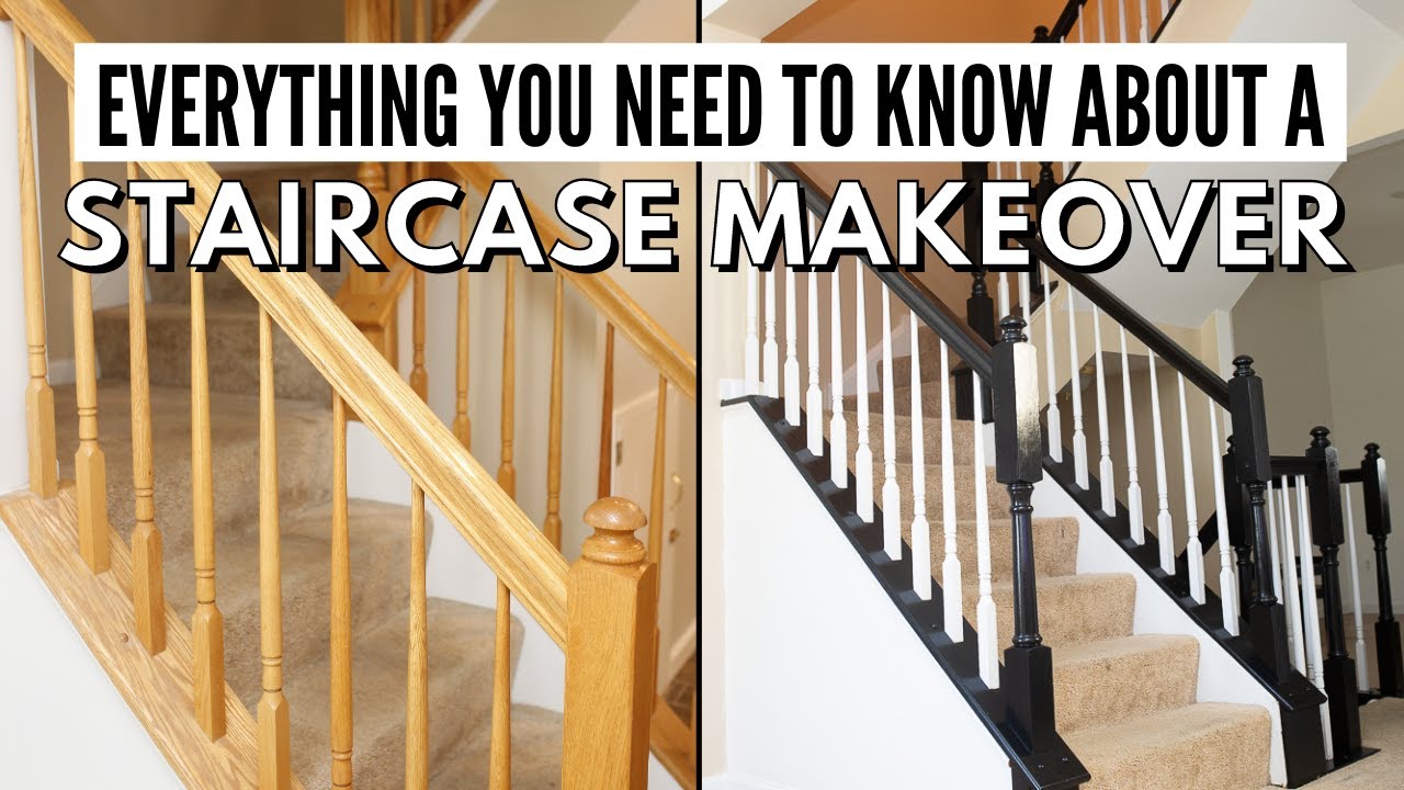 DIY STAIRCASE MAKEOVER l GEL STAIN OAK BANISTER UPDATE l GENERAL FINISHES BLACK GEL STAIN