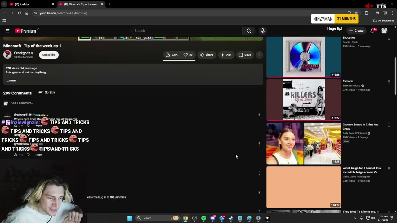 xQc reacts to GreekGodx Old Minecraft Videos