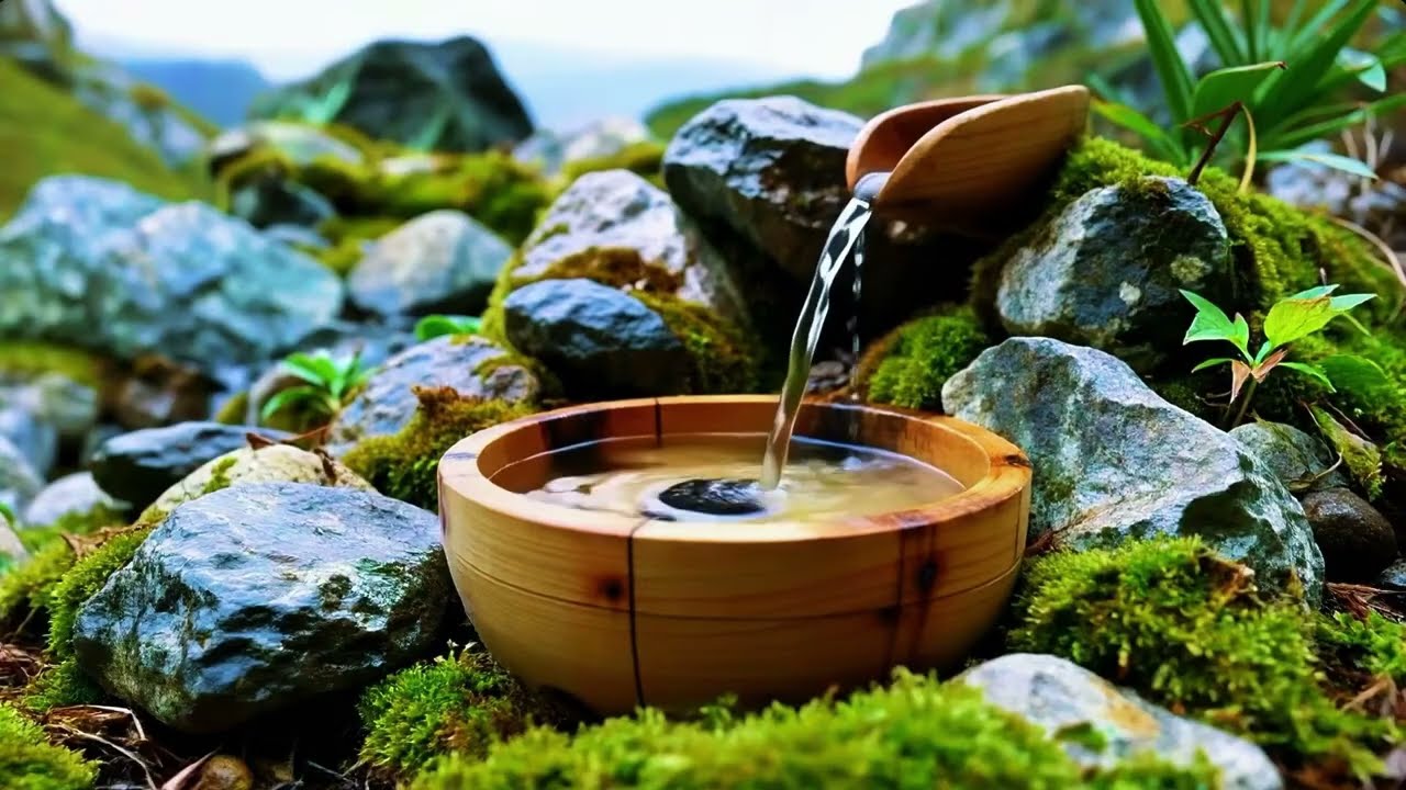 Aesthetic Zen Water Fountain 🌿 Flowing Bamboo Bowl Sounds