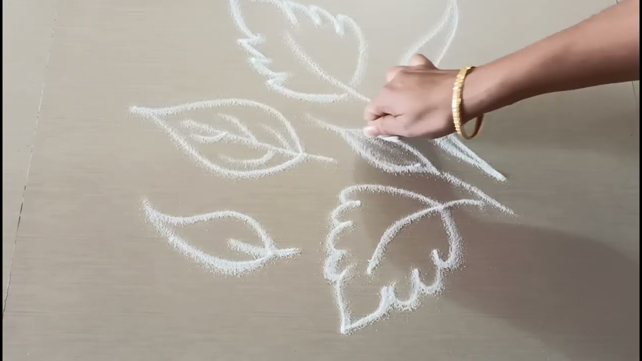 ज्यांना रांगोळी च येत नाहीत त्यांच्यासाठी खास पानाचे सात नवीन प्रकार 7 Types leaf for beginners 🌿🌿🍀🍀