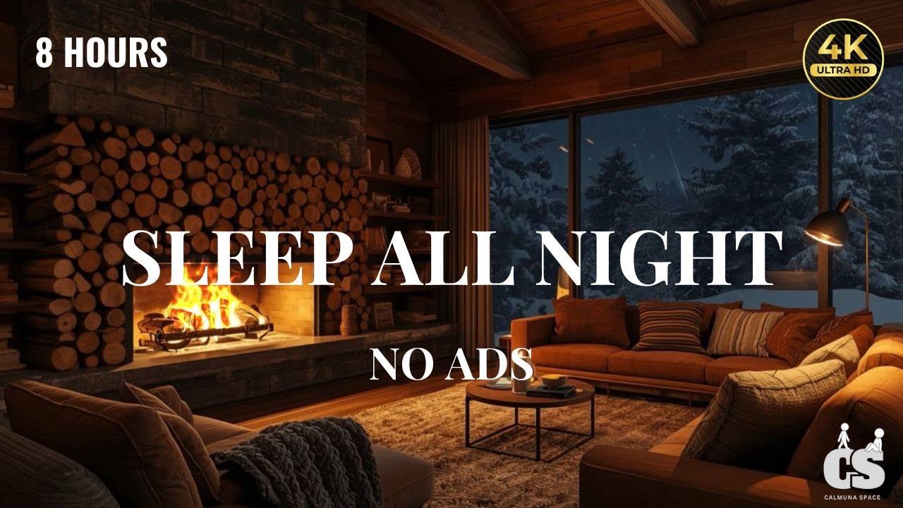 8 Hours Cozy Fireplace & Rain | NO ADS | Sleep All Night