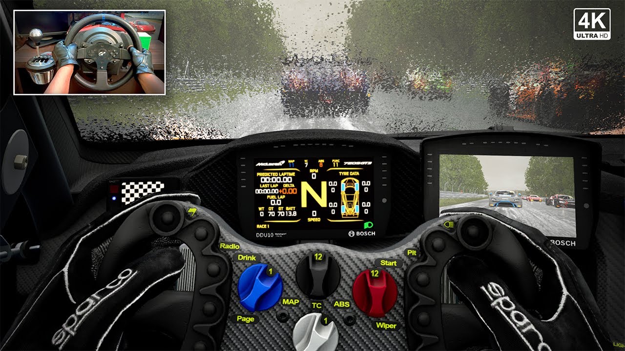 N&uuml;rburgring 24hr Assetto Corsa Competizione in Rain - McLaren 720s GT3 Evo | Steering Wheel Gameplay