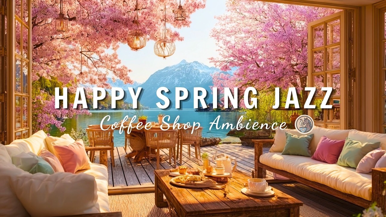 Happy Spring Jazz & Fireplace Crackle | Unwind with Cozy Morning Porch Ambience & Beautiful Flower