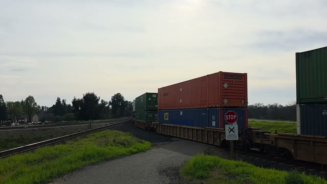 Union Pacific 8135 leads an intermodal with UP 1983 and 6063 in Marysville, CA