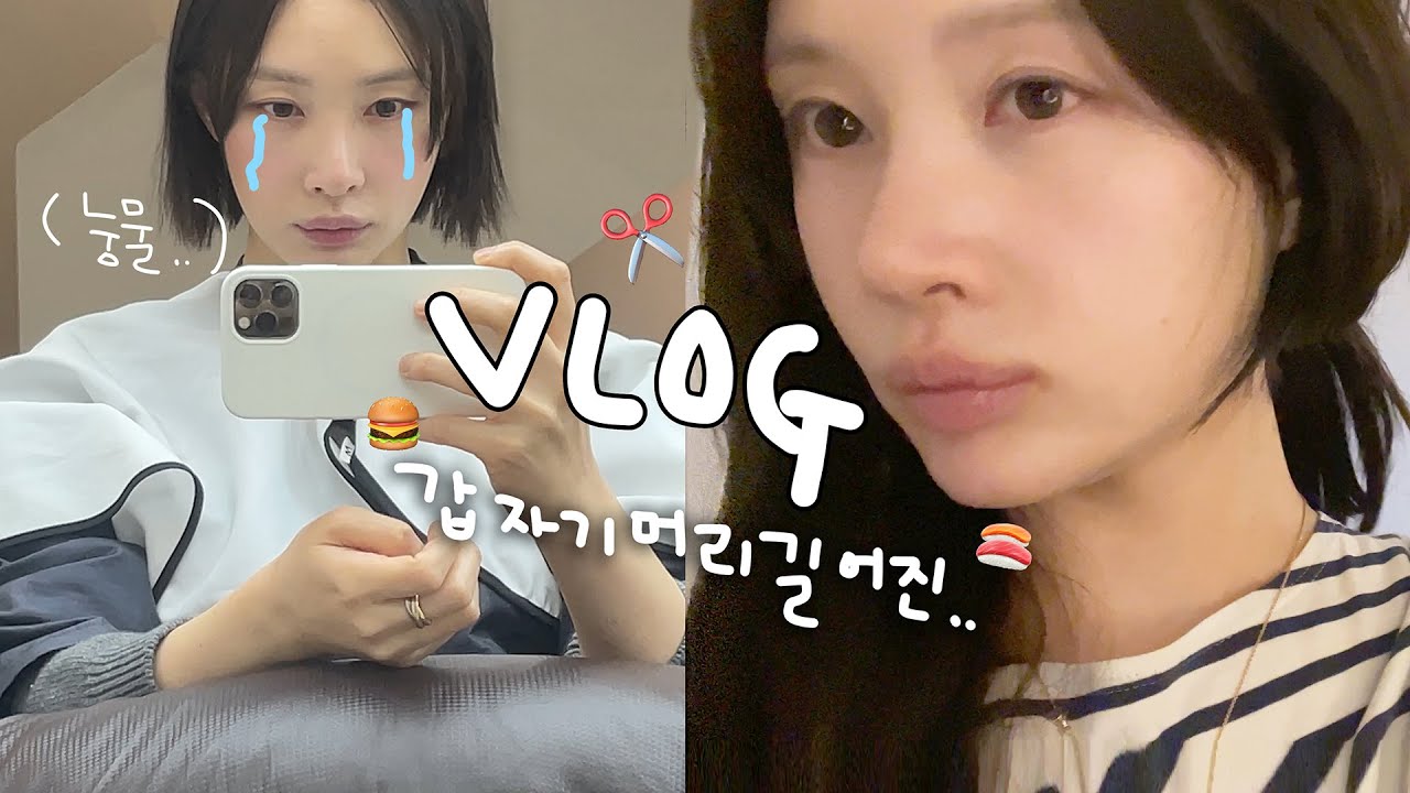 [vlog]단발하고 머리 붙인 사연..💦(이와중 열심 갈쿡/샐러드파스타/구독자님 결혼식 사회💍/회전초밥/맥도날드🍔/불닭볶음탕면/두쫀쿠/삼겹살 맛집💘/소고기야채찜/시바견 택이)