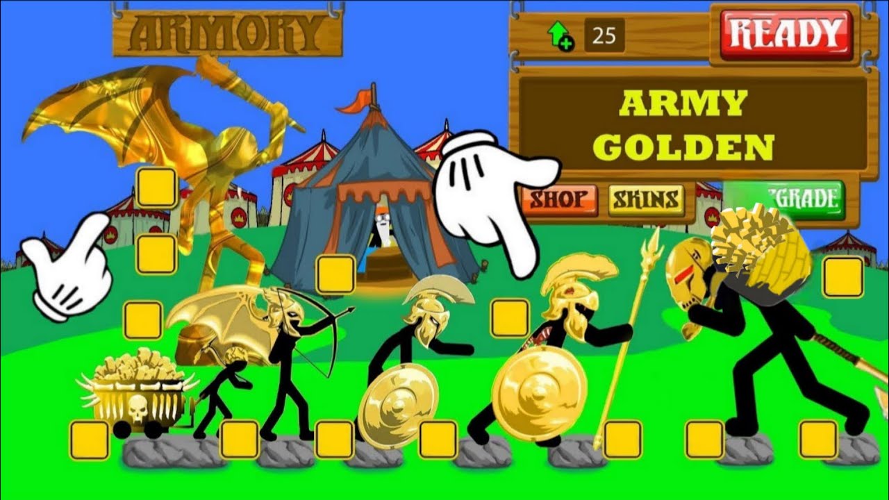 UNLOCK ARMY GOLDEN FULL ITEMS MAX POWER | STICK WAR LEGACY
