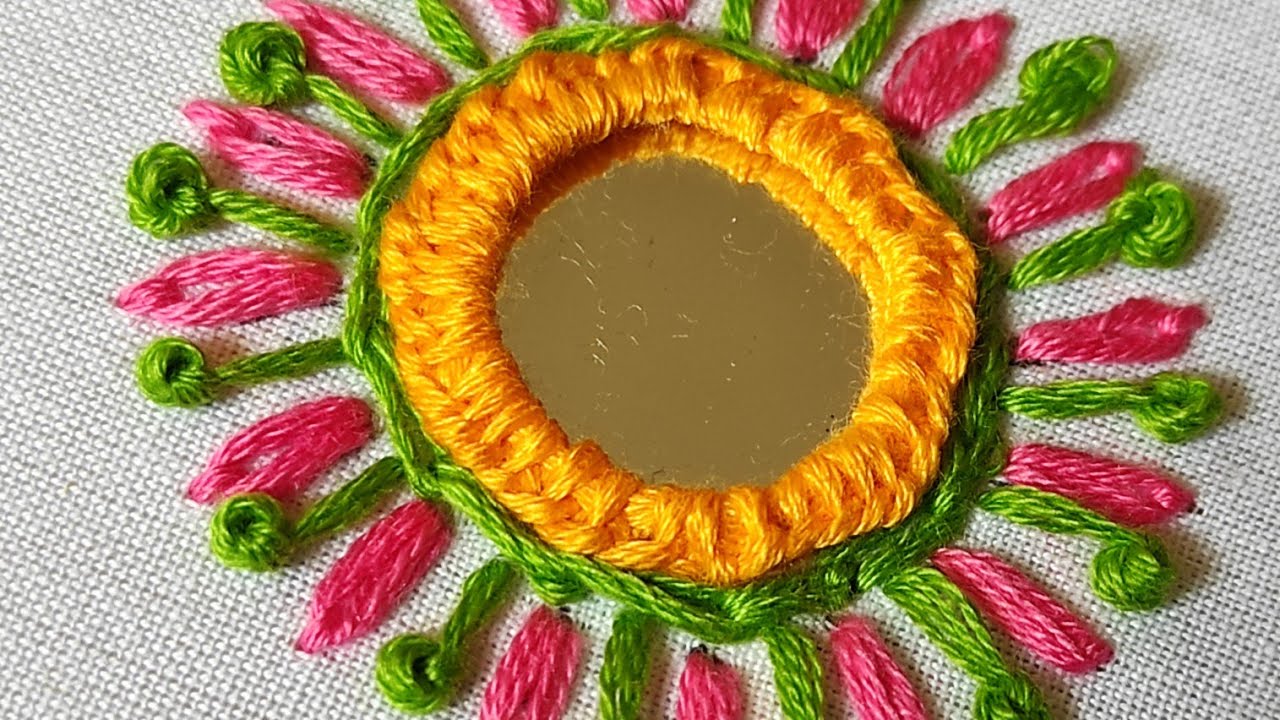 Decorative Mirror Work using Simple Stitches - Hand Embroidery for Beginners