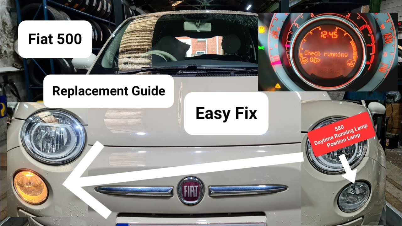 как заменить дневные ходовые огни | габаритные огни на Fiat 500 #drl #противотуманные фары #фары