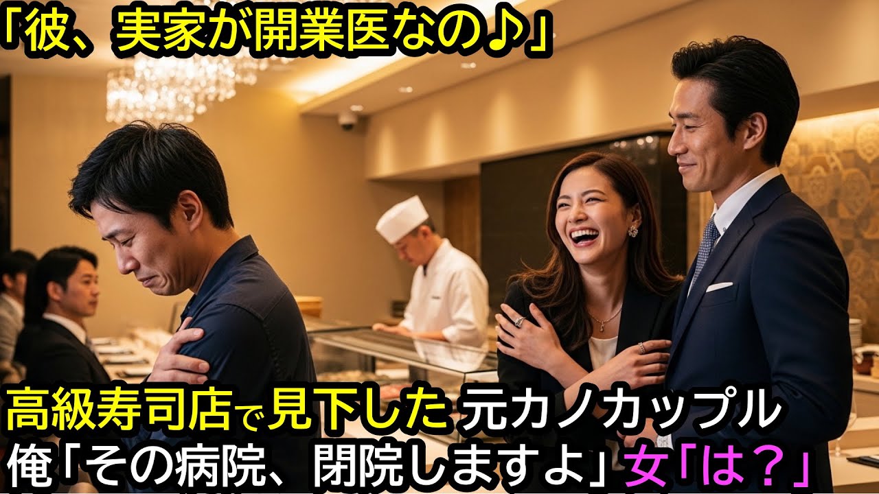 「彼、実家が開業医なの♪」高級寿司店で見下した元カノカップル。俺「その病院、閉院しますよ」女「は？」