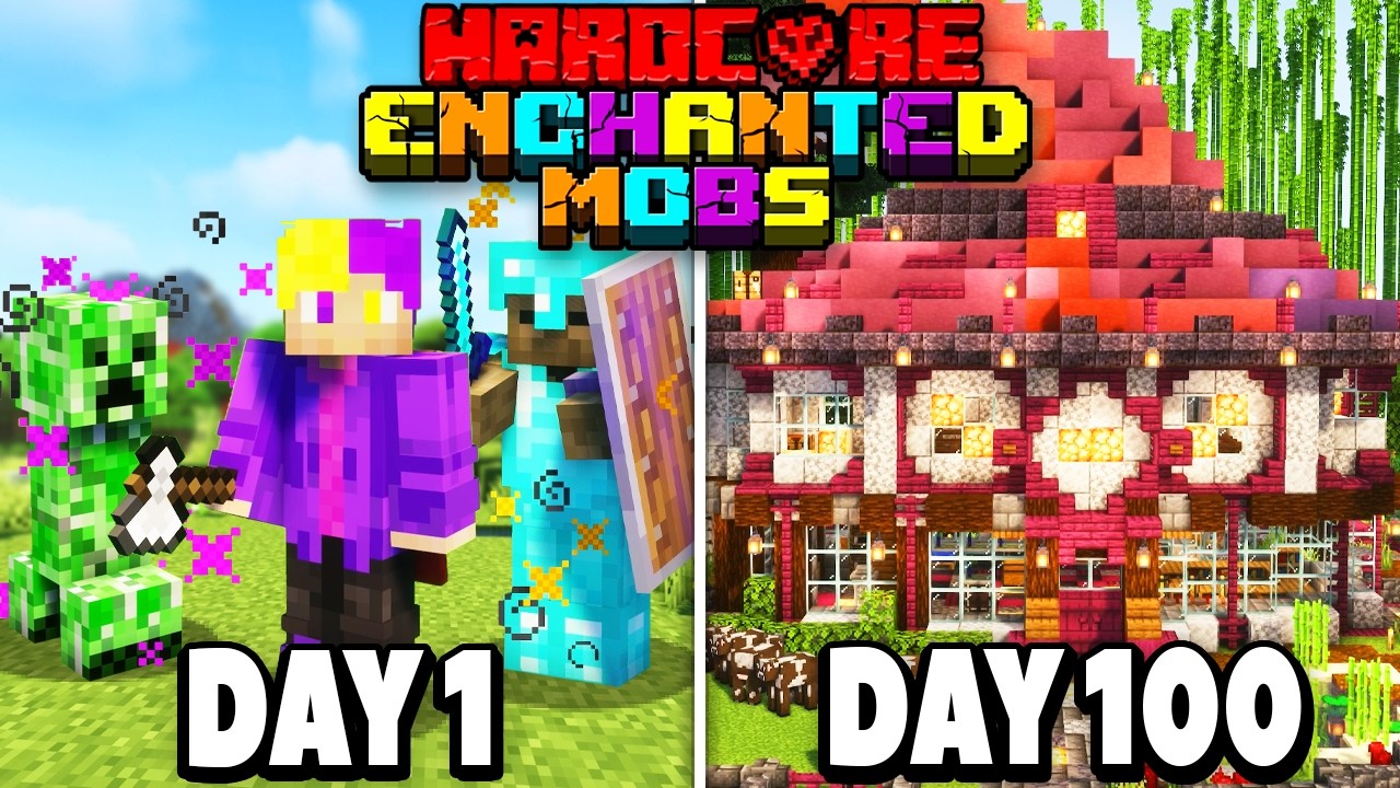 I Survived 100 Days in a Enchanted Mob ONLY World in HARDCORE Minecraft!