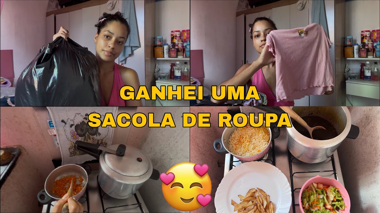 🌸GANHEI UMA SACOLA DE ROUPA😻FIZ UM ALMOÇO DELICIOSO🍽️😍