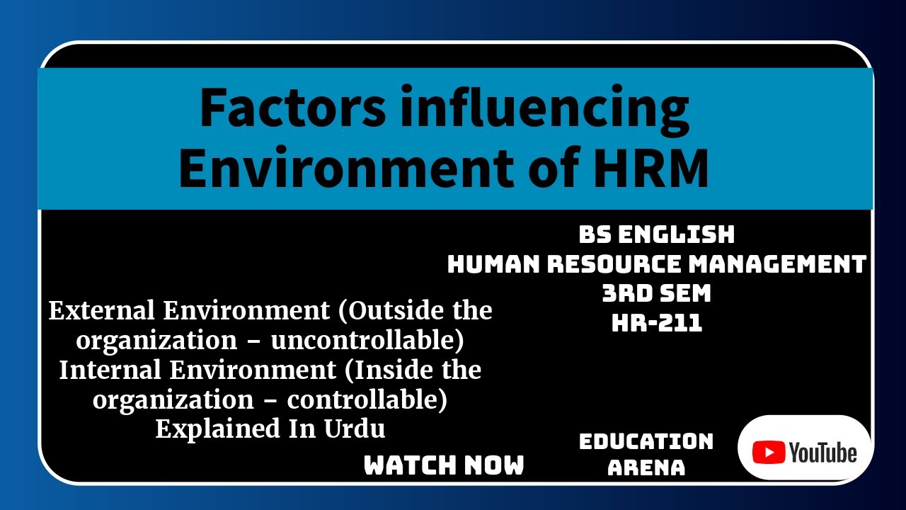 Factors influencing Environment of HRM | Detailed Explanation In Urdu | HRM | HR-211 |3rd Semester