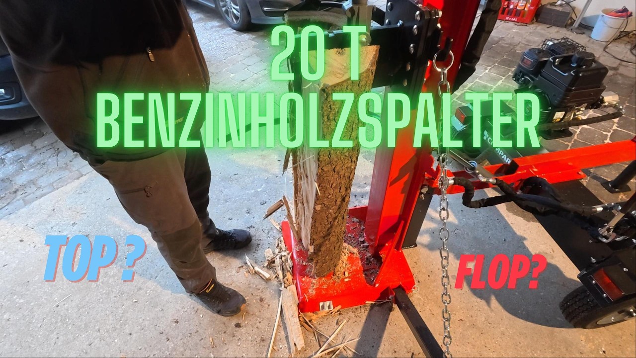 Holzspalter mit Benzinmotor. WoodMaster CWM20B Aufbau und Test