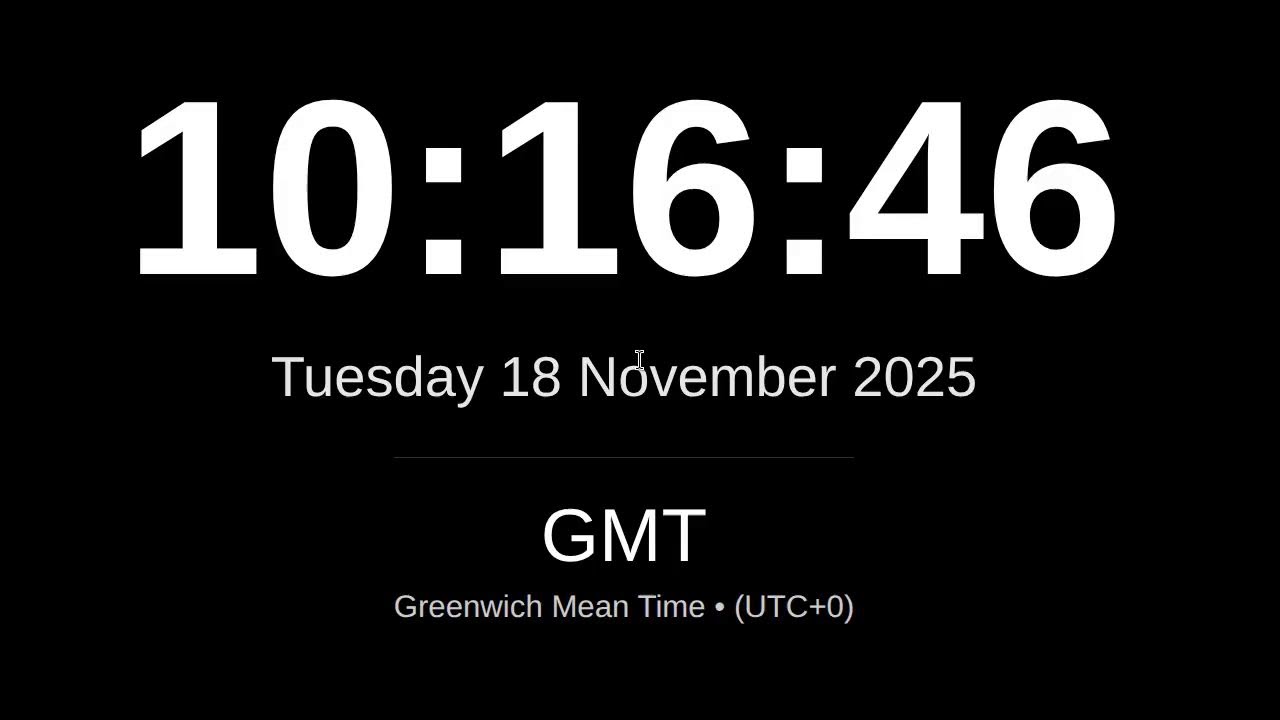 LIVE: GMT Clock | Current Time in Greenwich Mean Time (UTC+0)