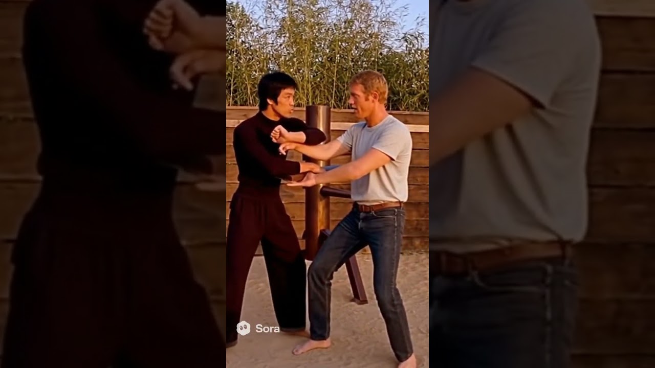 Bruce Lee teaching to Steve McQueen