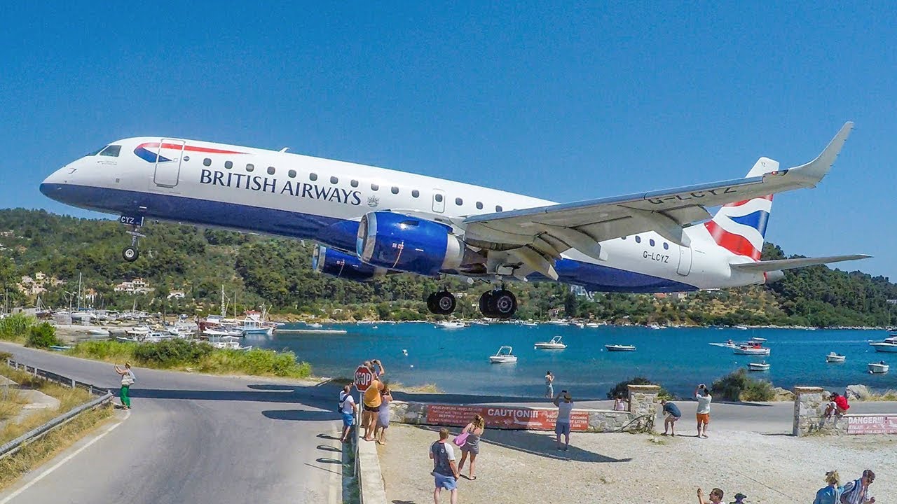 SKIATHOS AIRPORT - JETBLASTS, LOW LANDINGS and GO AROUNDS - The EUROPEAN ST. MAARTEN (4K)