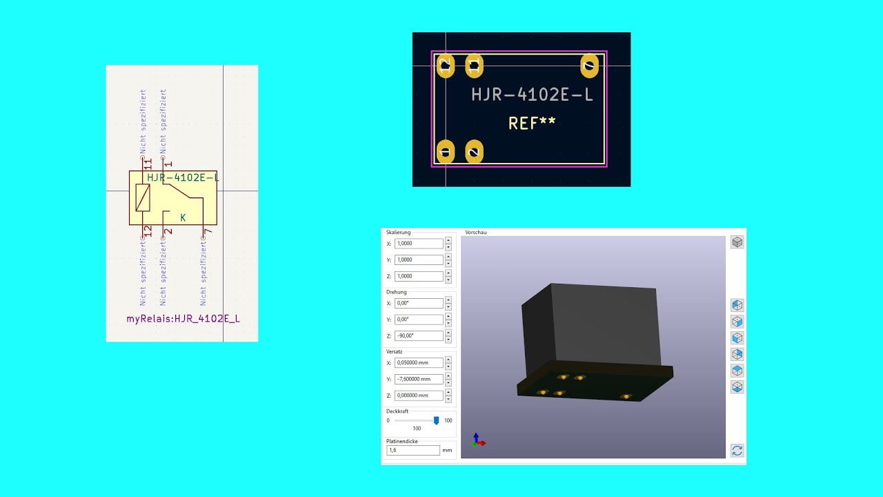 KiCAD: Änderung eines Symbols, Footprint und 3D-Bauteil