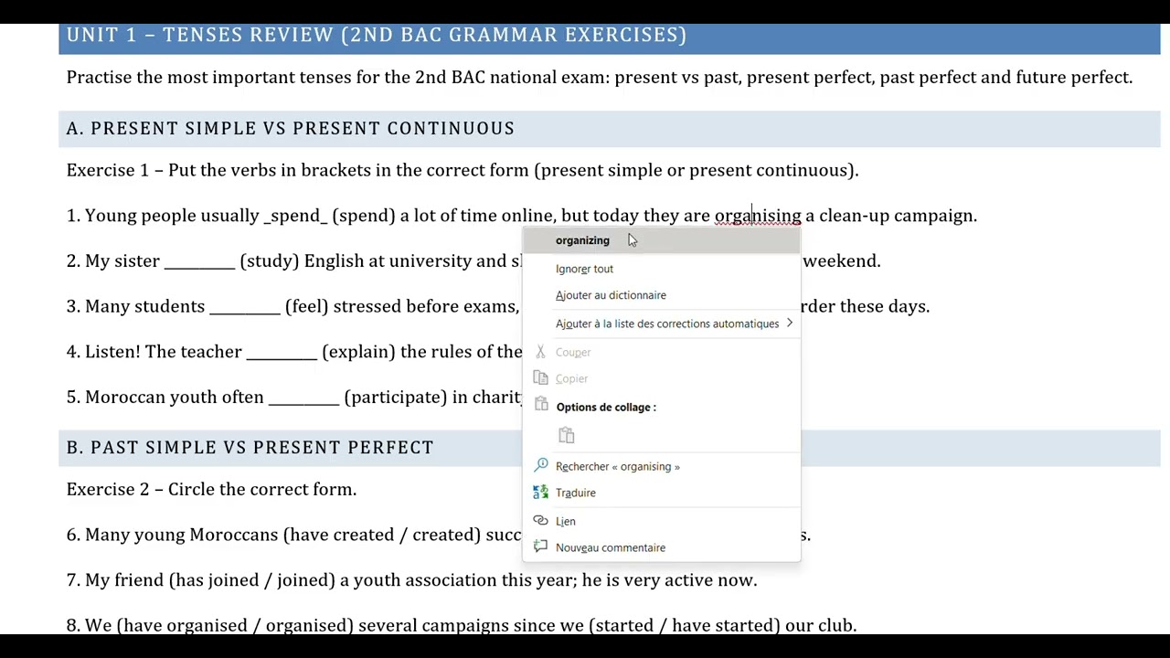 مراجعة شاملة English Verb Tenses
